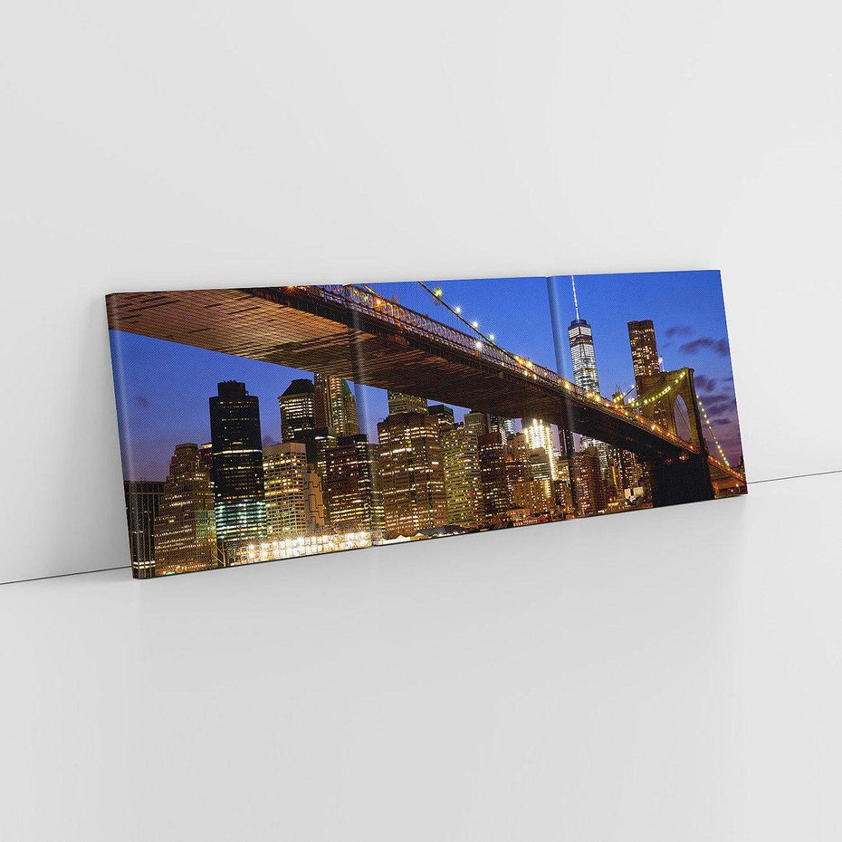 Obraz na płótnie 120x40 - Nowojorski most w świetle nocy - most, Nowy Jork