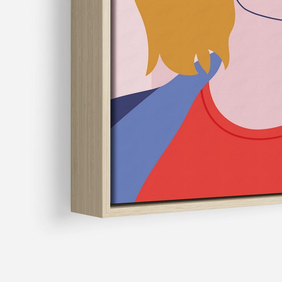 Obraz w ramie 80x80 - Kobieca Ekspresja - nowoczesny plakat, styl retro - rama drewno