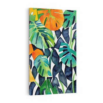 Obraz na płótnie 50x70 - Tropikalne Pragnienia - akwarela, liście tropikalne