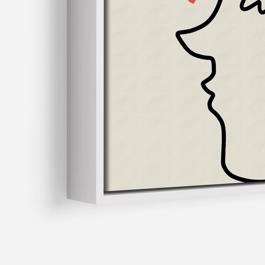 Obraz w ramie 50x50 - Impresje Kształtów - abstrakcyjny obraz, przypomina twarz - rama biała