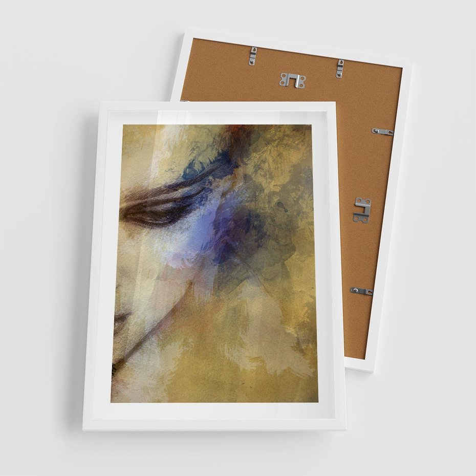 Plakat w ramie 50x70 - Graficzna ekspresja kobiecego portretu - portret, grafika - rama biała