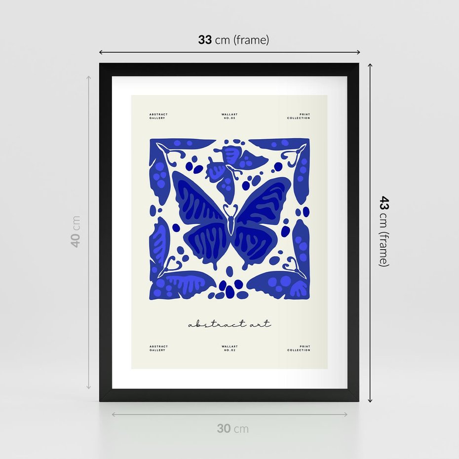 Plakat w ramie 30x40 - Wibracje Wnętrza - nowoczesny plakat, odcienie błękitu - rama czarna