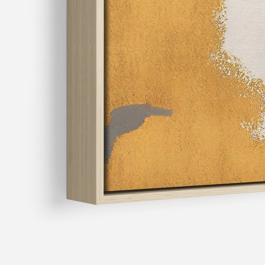 Obraz w ramie 80x120 - Złote Maźnięcia Pędzla - złota abstrakcja, plamy - rama drewno