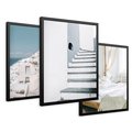 Zestaw obrazy w ramie 40x50 galeria - Santorini, wakacje, błękit - rama czarna