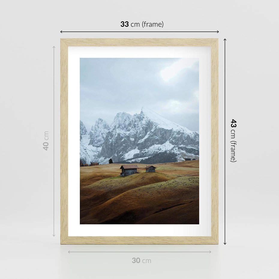 Plakat w ramie 30x40 - Odkryj Ich Urok - góry, skandynawia - rama drewno