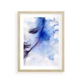 Plakat w ramie 30x40 - Graficzna magia kobiecej twarzy - grafika, kobieta - rama drewno