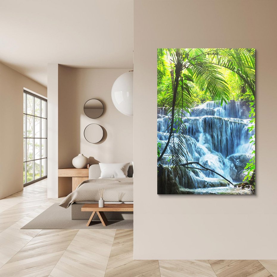 Obraz na płótnie 80x120 - Meksykański wodospad w lesie - wodospad, las