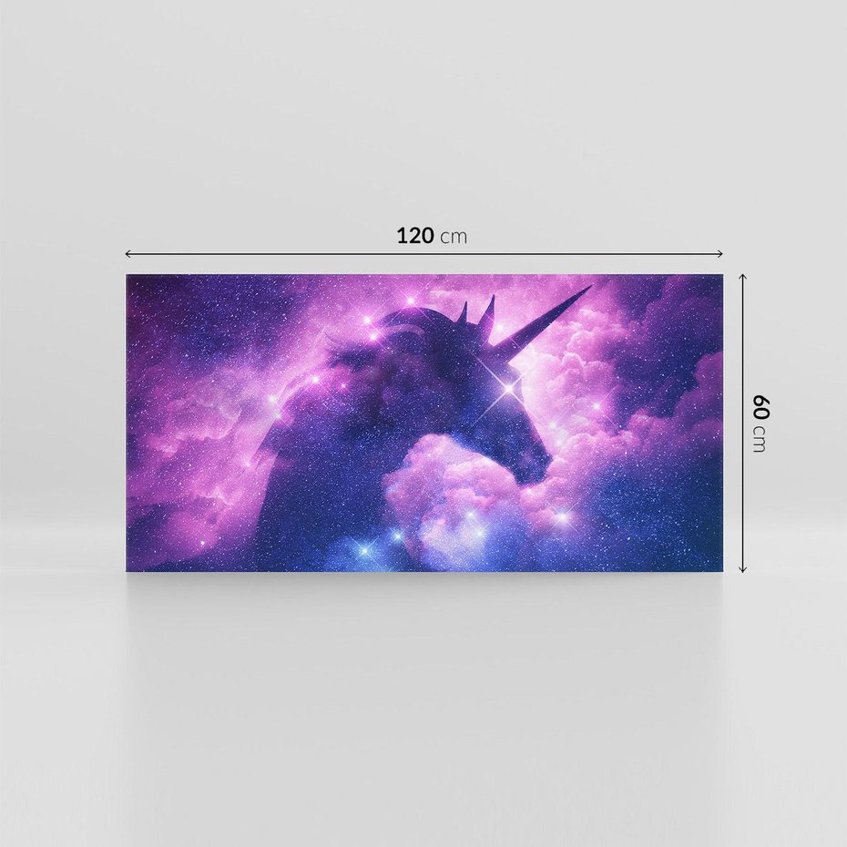 Obraz na płótnie 120x60 - Mityczna podróż - kosmos, jednorożec