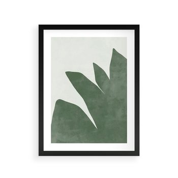 Plakat w ramie 50x70 - Oaza Harmonii - abstrakcyjny kształt, zielony plakat - rama czarna