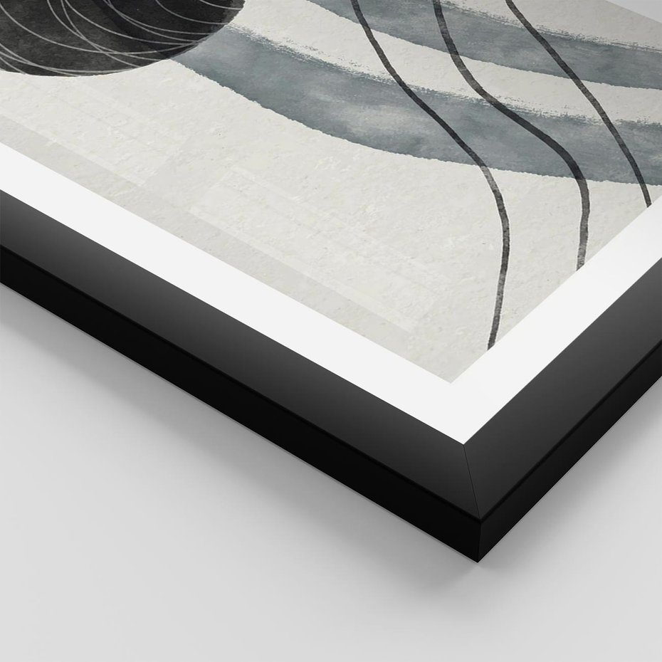 Plakat w ramie 40x50 - Abstrakcyjne Kształty w Szarościach - abstrakcja, akwarelowe plamy - rama czarna