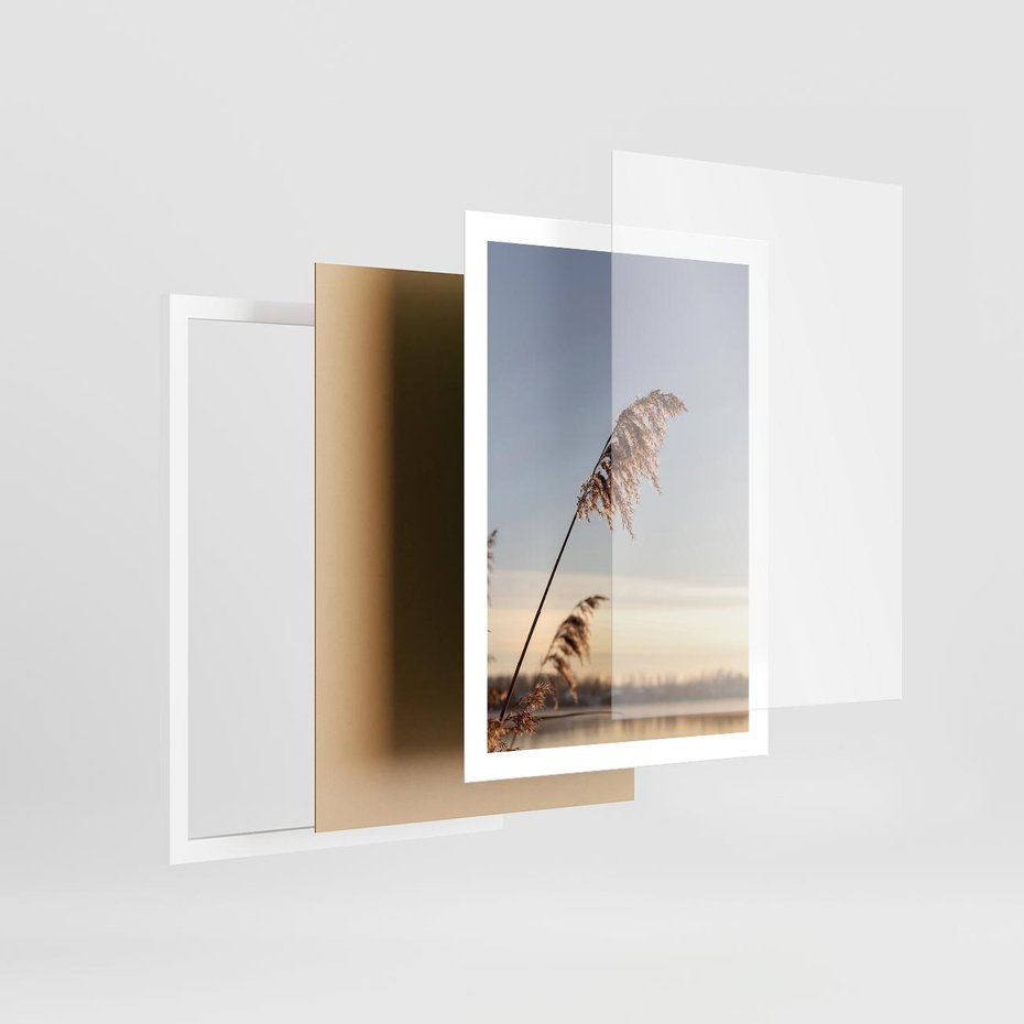 Plakat w ramie 50x70 - Naturalna Delikatność - trawy, boho - rama biała
