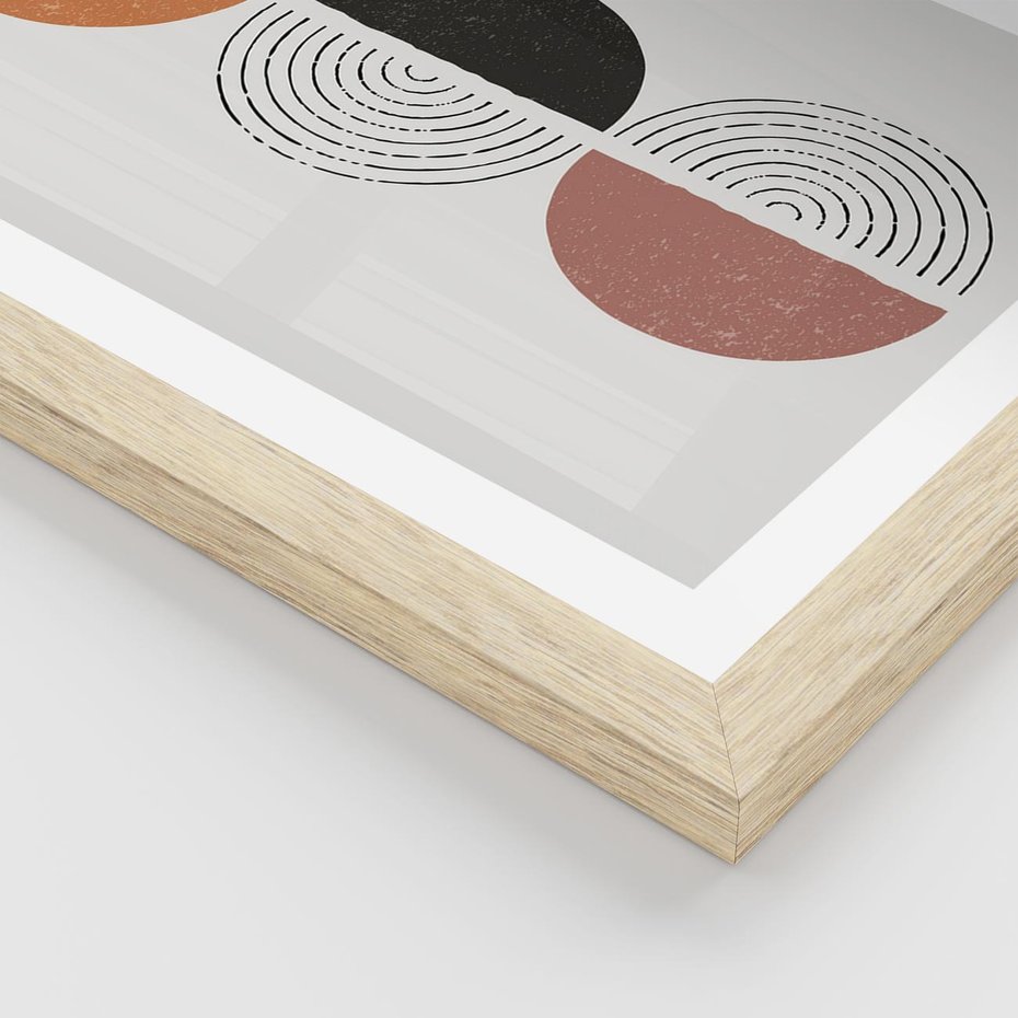 Plakat w ramie 30x40 - Eksperymenty z Geometrią - geometryczny plakat, sztuka nowoczesna - rama drewno