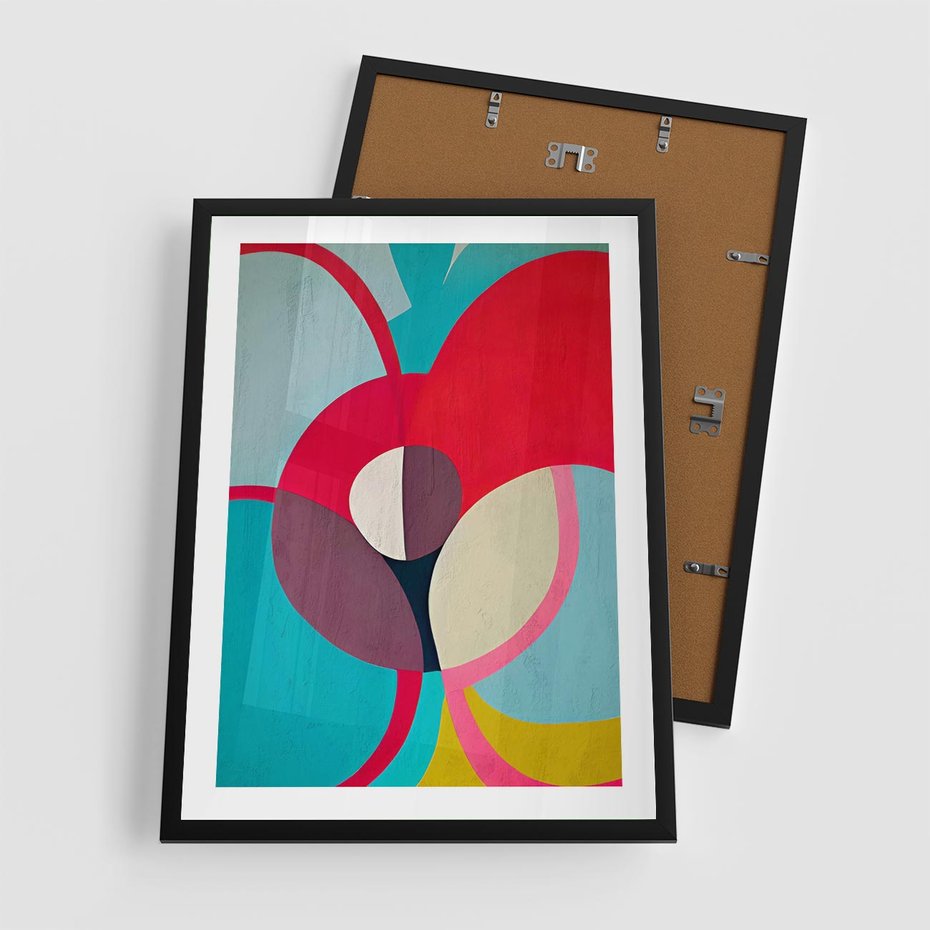 Plakat w ramie 50x70 - Kolorowe Odsłony Inspiracji - abstrakcyjny obraz, olejny - rama czarna