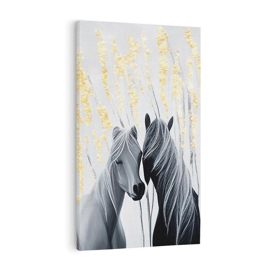 Obraz na płótnie 50x70 - Boho Marzenie - nowoczesna grafika, białe konie