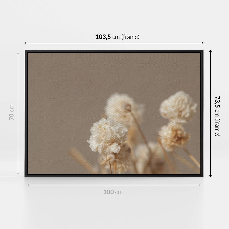 Obraz w ramie 100x70 - Przezroczyste piękno - gipsówka, suche - rama czarna