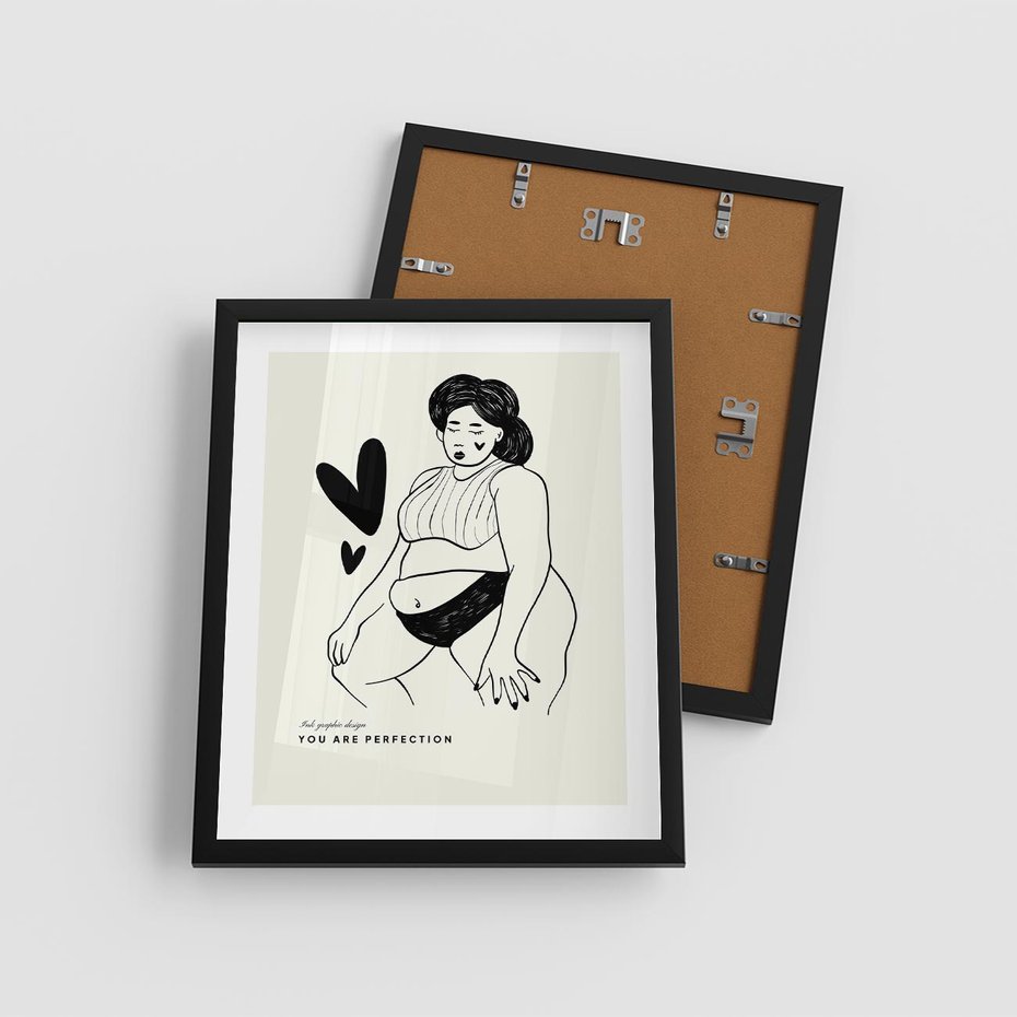 Plakat w ramie 40x50 - Wyrażenie Piękna - rysunek, sztuka nowoczesna - rama czarna
