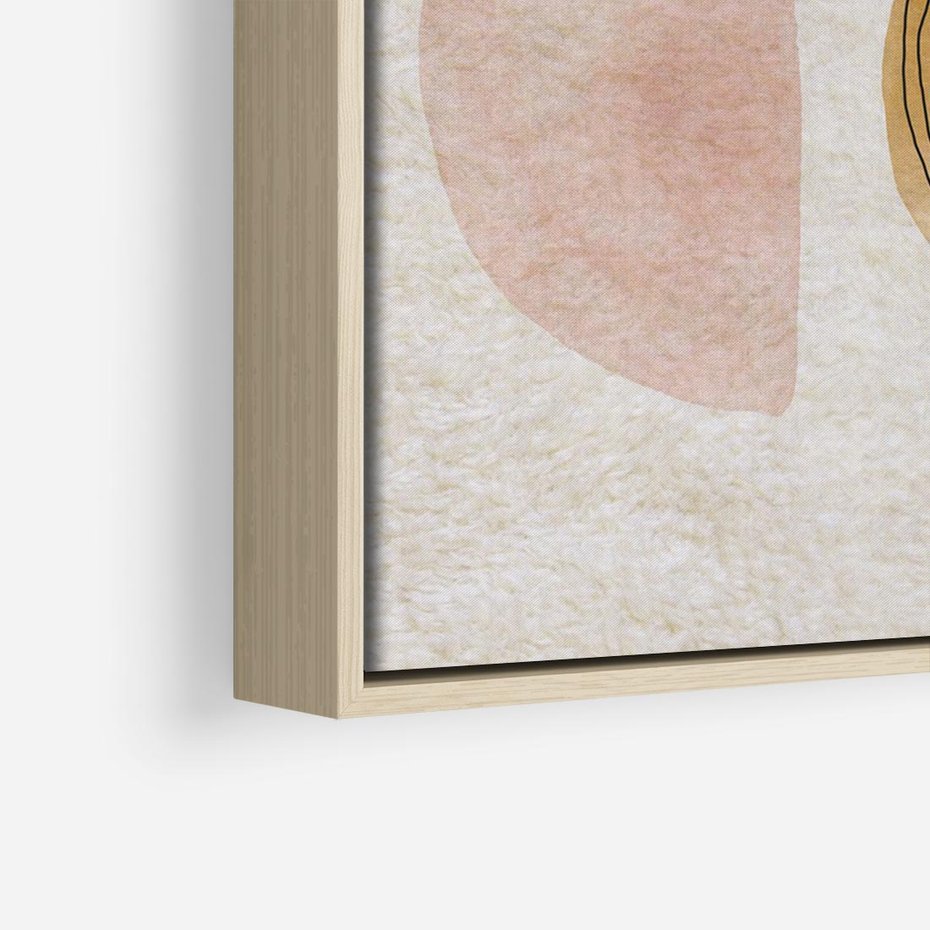 Obraz w ramie 70x50 - Zapisane w promieniach słońca - beżowe strukturalne tło, koła - rama drewno