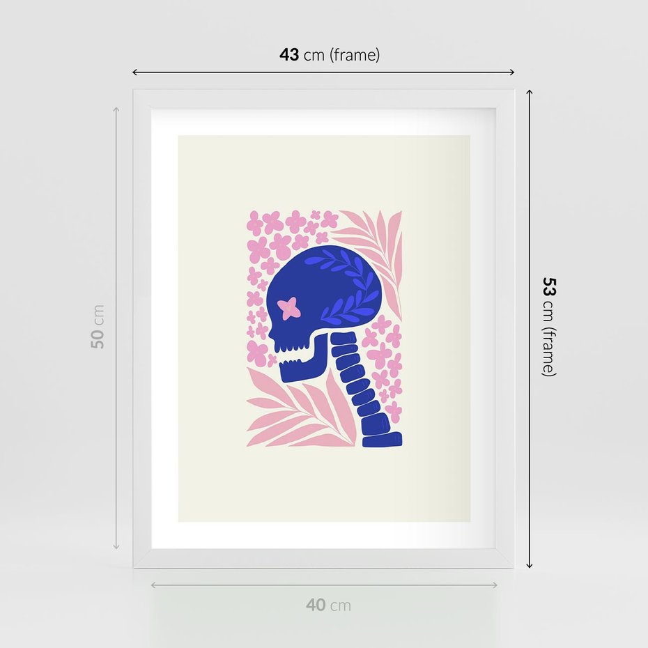 Plakat w ramie 40x50 - Żart z Czaszką - abstrakcja, sztuka nowoczesna - rama biała