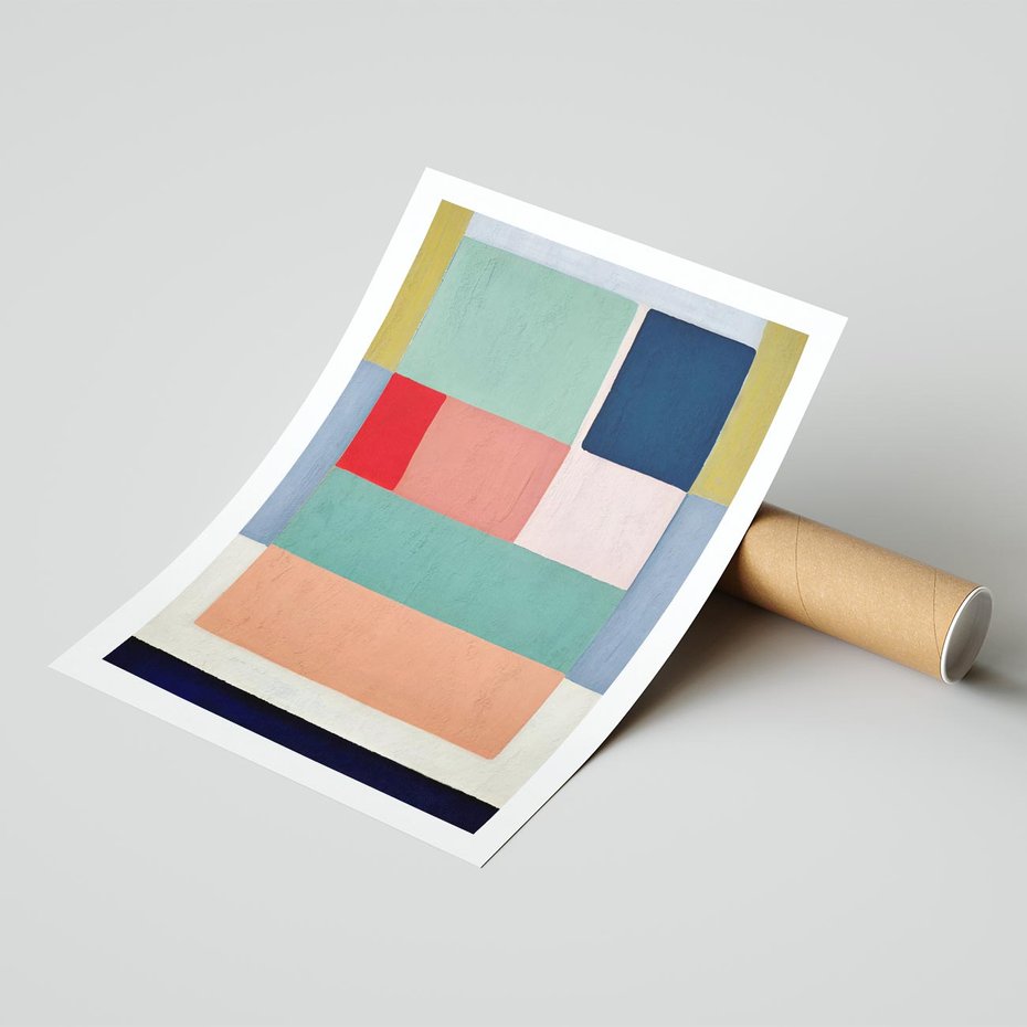 Plakat bez ramy 21x30 - Bezgraniczne Nastroje Harmonii - abstrakcyjne geometryczne kształty, olejny obraz