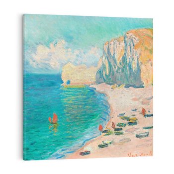 Obraz na płótnie 40x40 - "The Beach and the Falaise d'Amont" (1885) Claude Monet - Reprodukcja - reprodukcja, obraz na płótnie