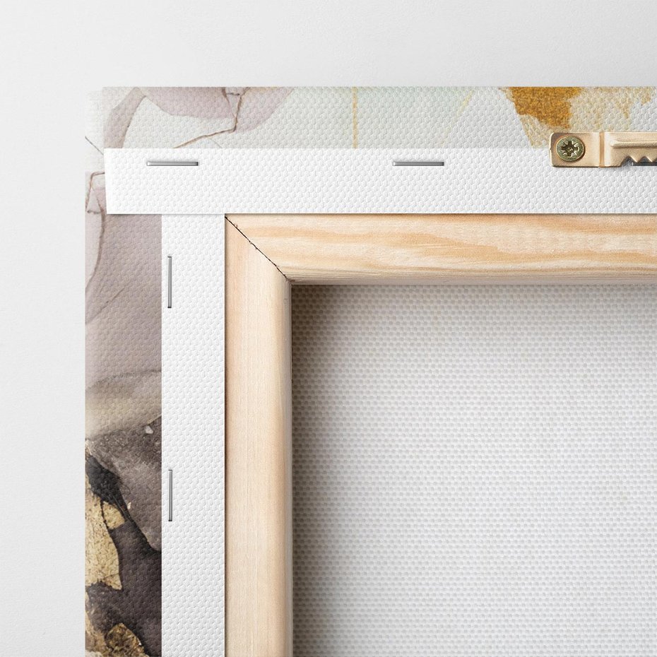 Obraz na płótnie 30x30 - Nowoczesne Elegancje - akwarela, złote linie i plamy