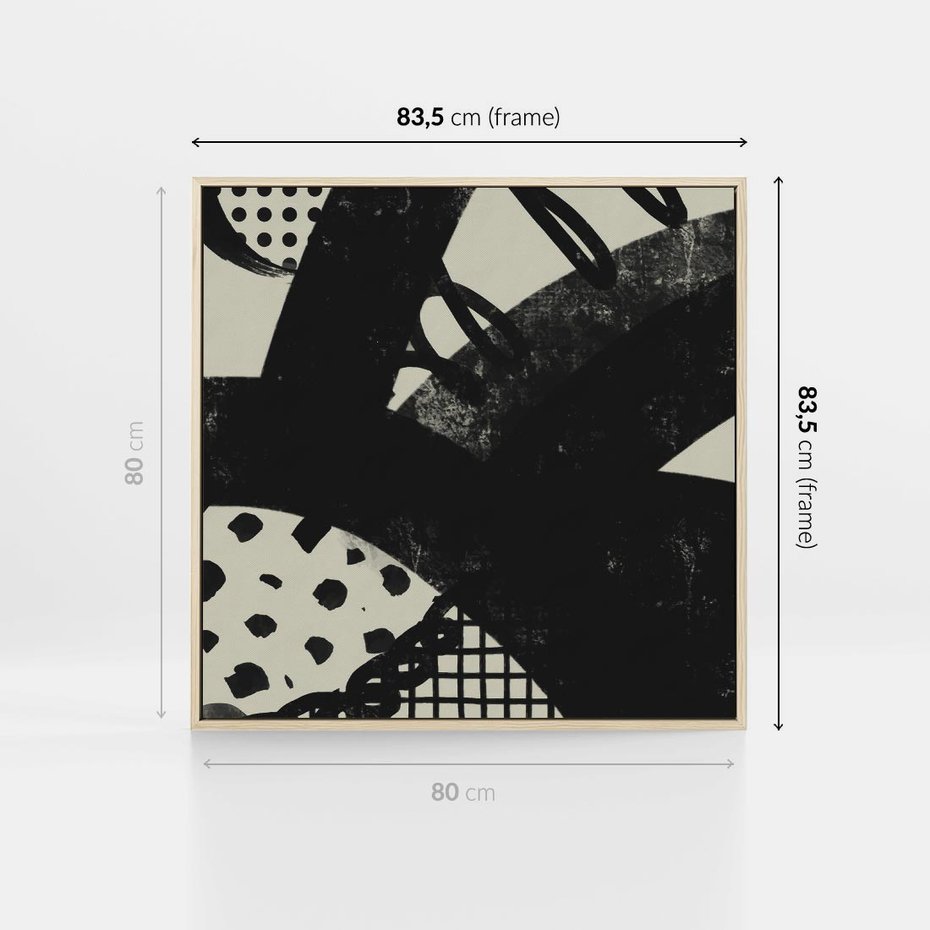 Obraz w ramie 80x80 - Nieznanie Zaskoczenia - bstrakcyjna mroczna kompozycja, nieregularne - rama drewno