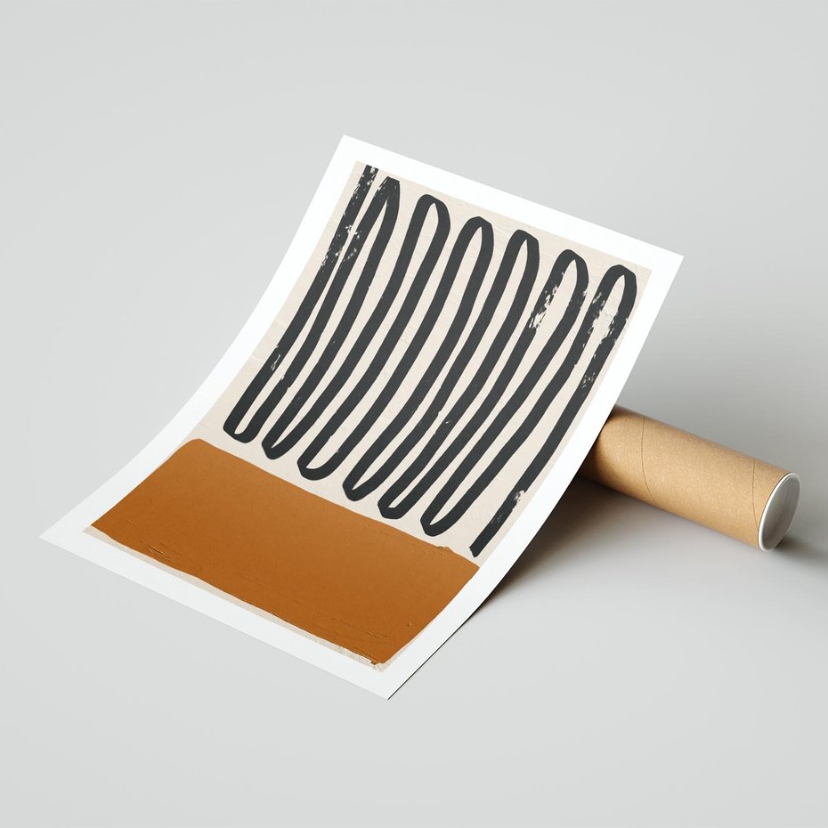 Plakat bez ramy 40x50 - Boho Impulsy Kreatywności - abstrakcyjny plakat, brąz