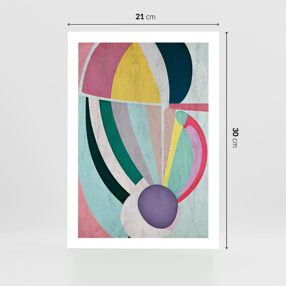 Plakat bez ramy 21x30 - Podróżne Echa Przestrzeni - abstrakcyjne dziwne kształty, olejny obraz