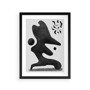Plakat w ramie 50x70 - Abstrakcja w Monochromii - nowoczesna grafika, abstrakcja - rama czarna