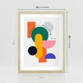 Plakat w ramie 30x40 - Harmonijne Przenikanie Form - nowoczesna sztuka, geometryczna kolorowa grafika - rama drewno