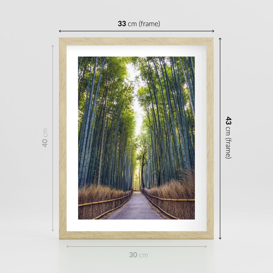 Plakat w ramie 30x40 - Urokliwa dróżka w lesie - las, dróżka - rama drewno