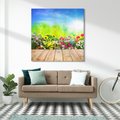 Obraz na płótnie 60x60 - Energiczny ogród - kwiaty, ogród