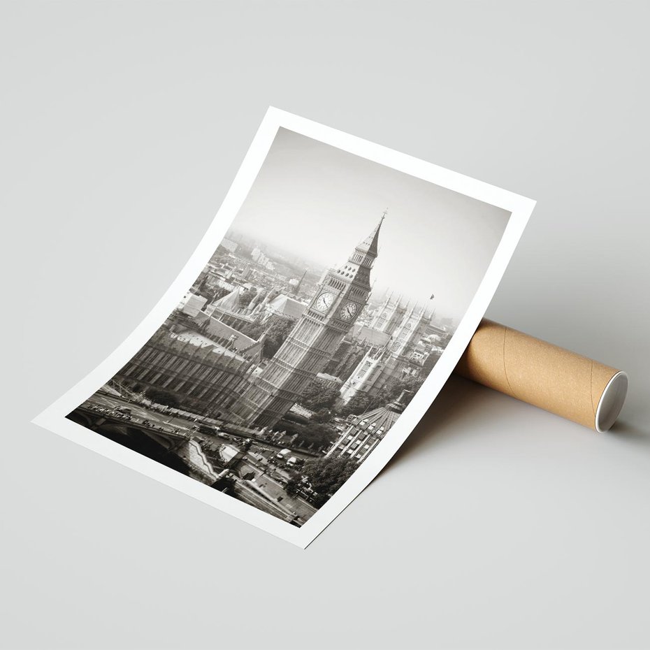 Plakat bez ramy 21x30 - Magiczna esencja Londynu: Big Ben i miasto - Big Ben, Londyn