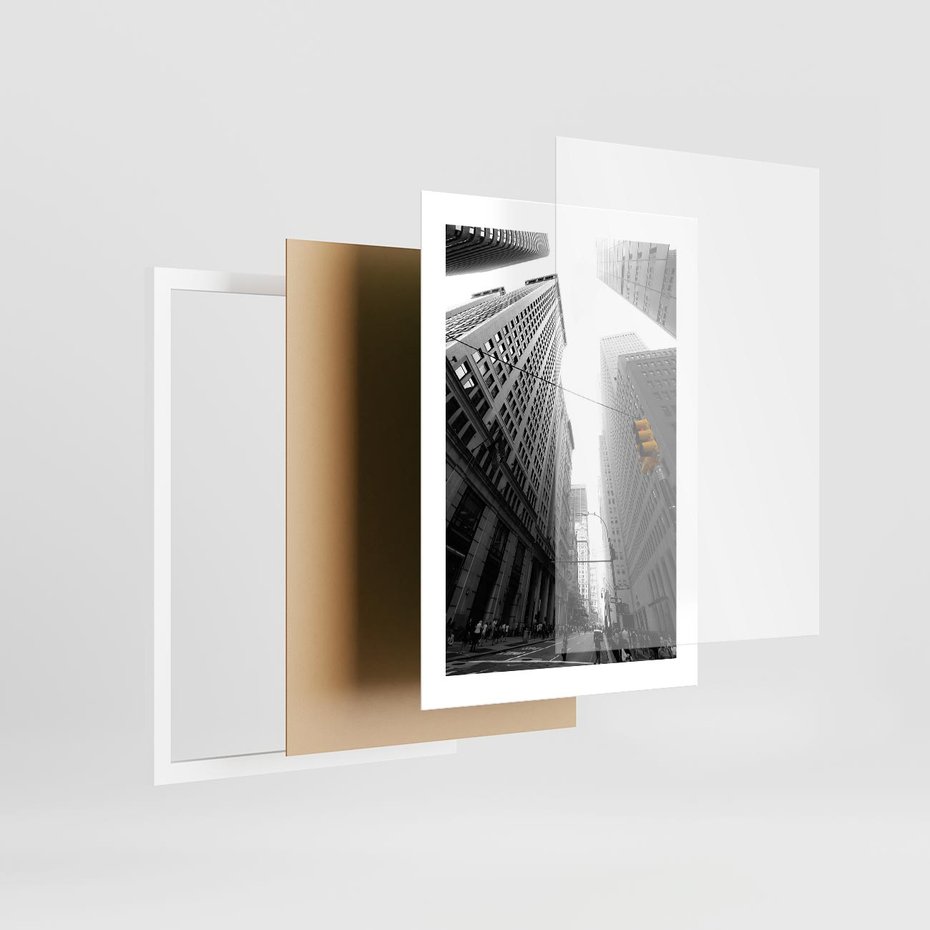 Plakat w ramie 30x40 - Miejskie Wieże - miasto, wieżowce - rama biała