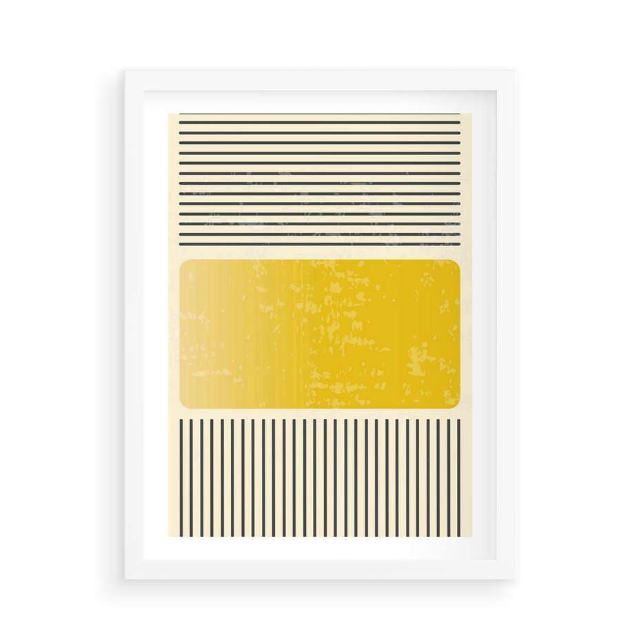 Plakat w ramie 50x70 - Geometryczna Harmonia - geometria, nowoczesny plakat - rama biała