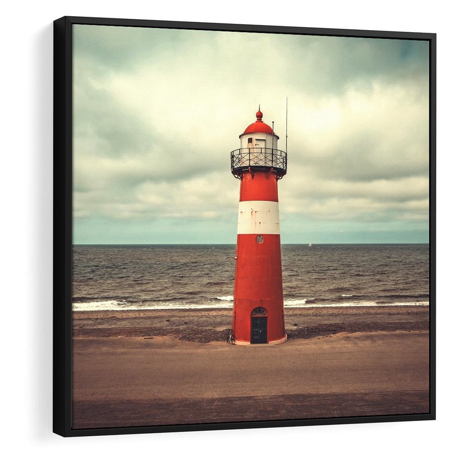 Obraz w ramie 50x50 - Retro Urok Morza - fotografia w stylu retro, vintage - rama czarna