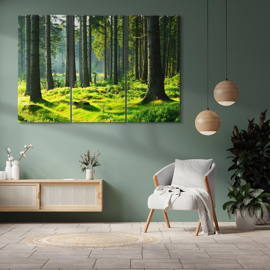 Obraz na płótnie 120x80 - Idylliczny las - las, drzewa