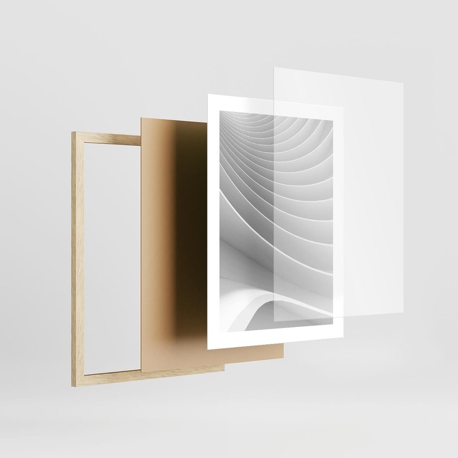 Plakat w ramie 30x40 - Geometryczna Harmonia - geometryczne, kształty - rama drewno