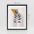 Plakat w ramie 40x50 - Geometria z Elementami Złota i Liści - grafika, złoto - rama czarna