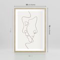 Plakat w ramie 50x70 - Jedna Linia, Dwie Twarze - minimalistyczny plakat, dwie twarze - rama drewno