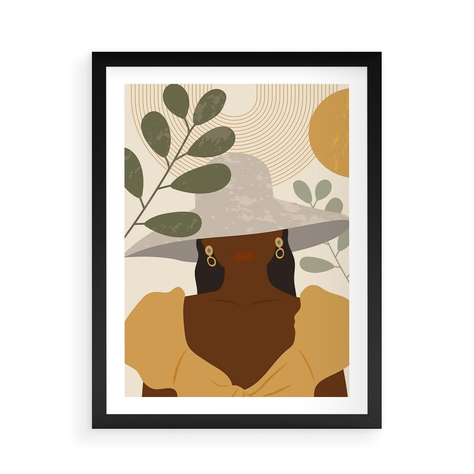 Plakat w ramie 50x70 - Grafika w Innowacyjnym Stylu - grafika, postać kobiety - rama czarna