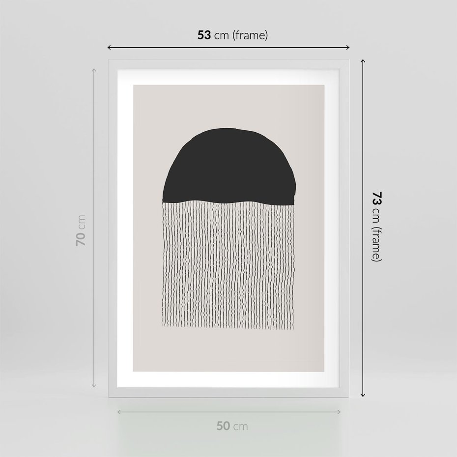 Plakat w ramie 50x70 - Wewnętrzne Widzenia - abstrakcyjna kompozycja, półkole - rama biała