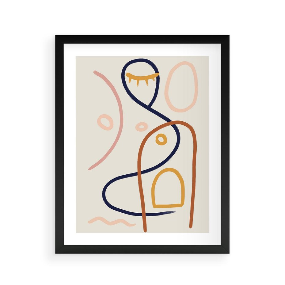 Plakat w ramie 40x50 - Mgnienie Oka - abstrakcja w stylu picasso, beżowe tło - rama czarna