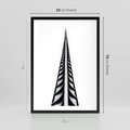 Plakat w ramie 50x70 - Majestatyczna Architektura - wysoki, strzelisty wieżowiec - rama czarna