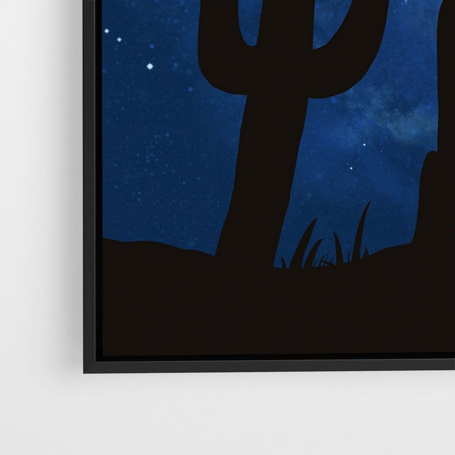 Obraz w ramie 50x70 - Nocne Tajemnice Pustyni - gwieździsta noc, granatowe niebo - rama czarna