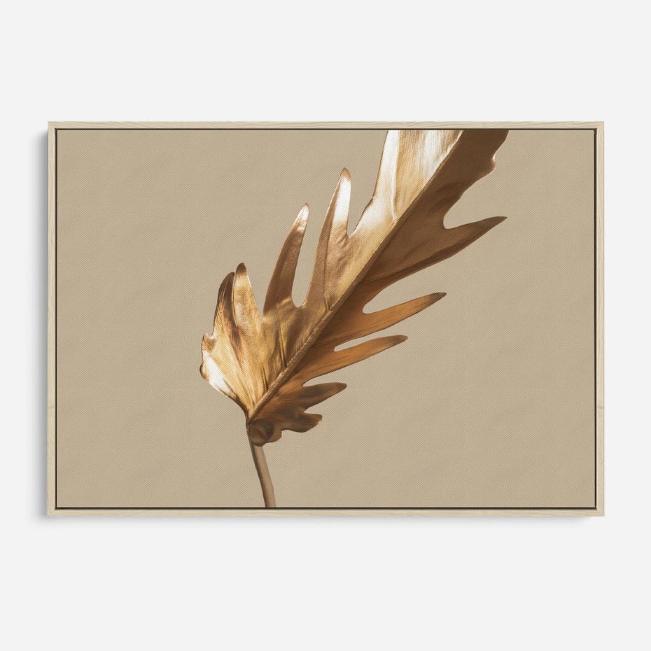 Obraz w ramie 70x50 - Piękno w Detalu - złoty, liść - rama drewno