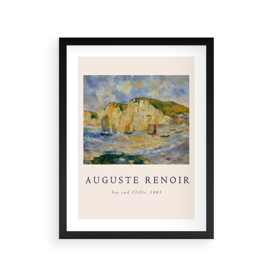 Plakat w ramie 30x40 - Plakat z Reprodukcją A. Renoira - Auguste Renoir, Morze i klify - rama czarna