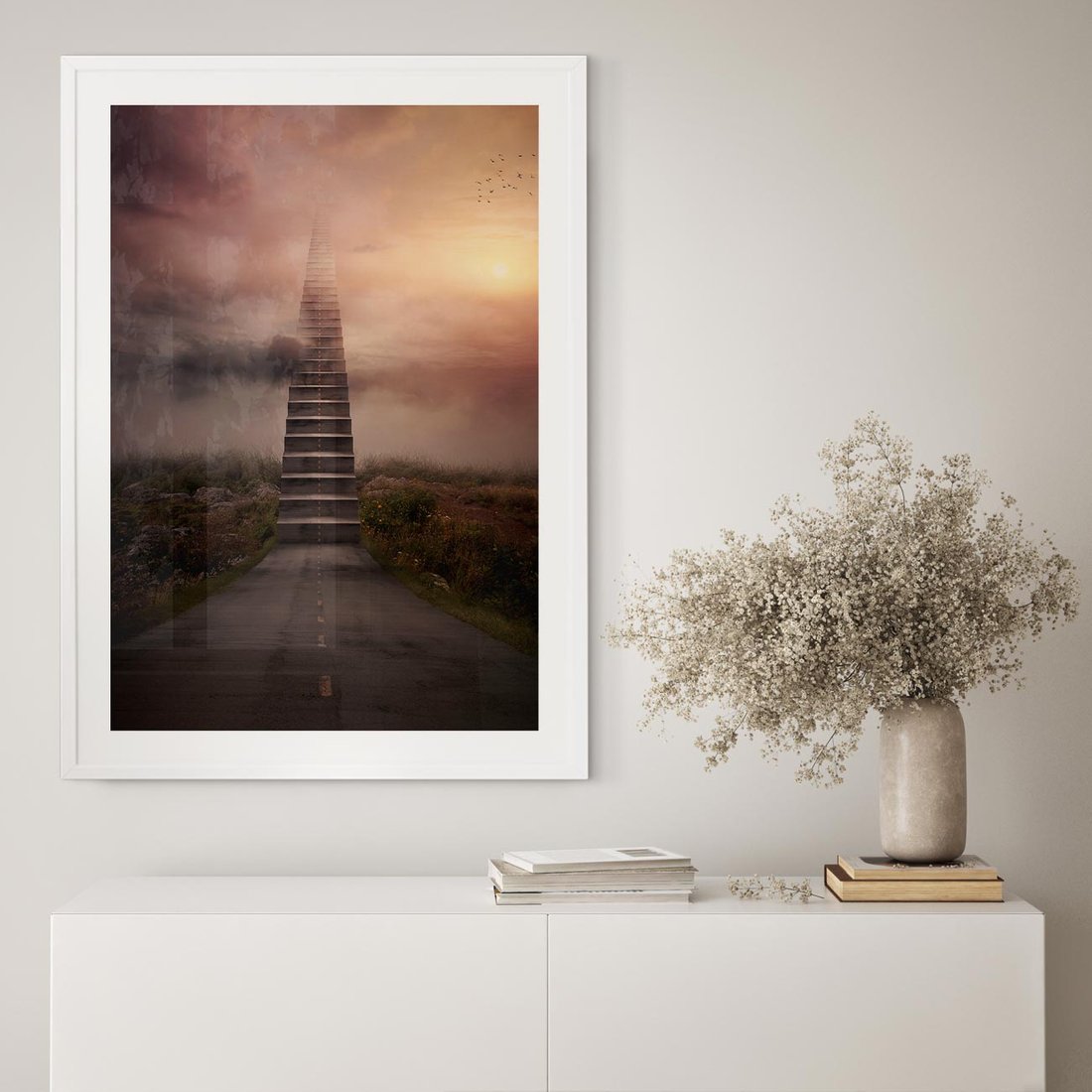 Plakat bez ramy 40x50 - Wędrówka po malowniczej drodze - droga, schody