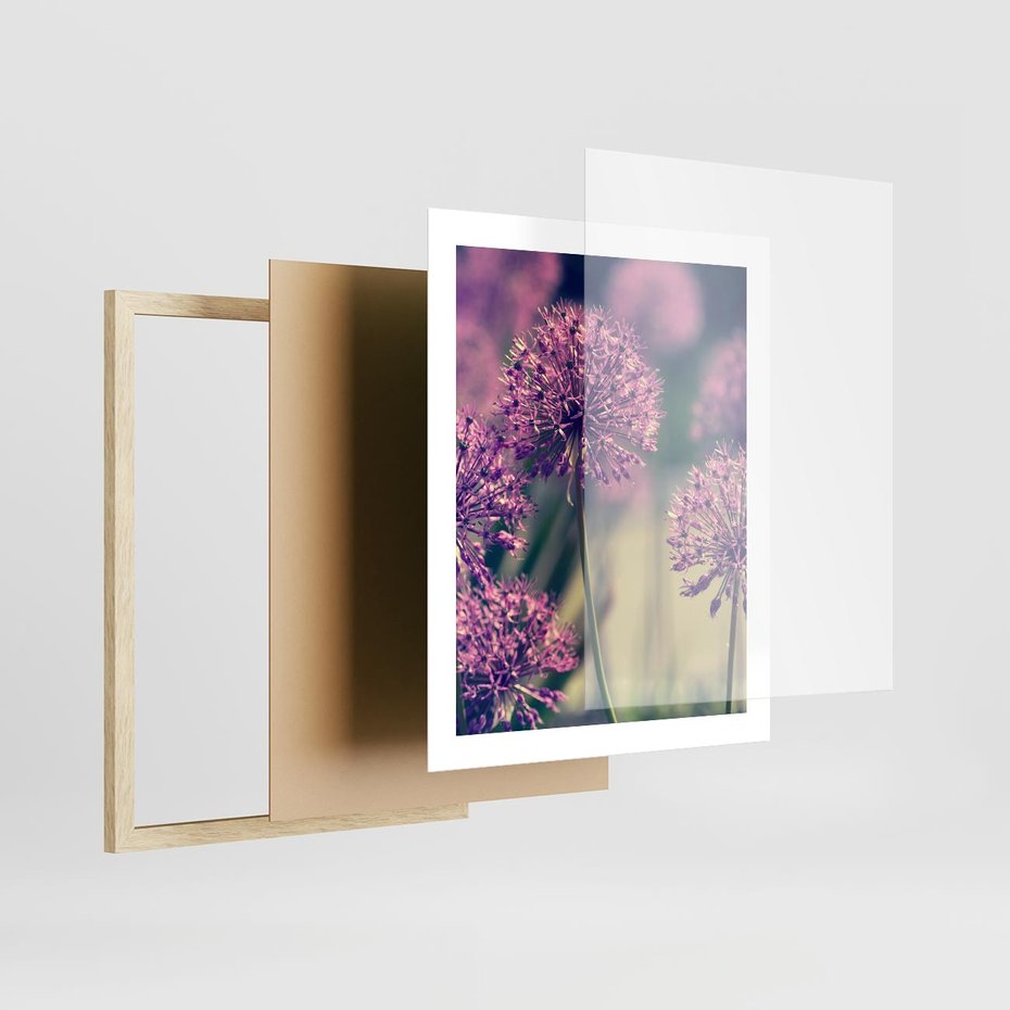 Plakat w ramie 40x50 - Kwiatowa łąka w pełnym rozkwicie - kwiaty, łąka - rama drewno