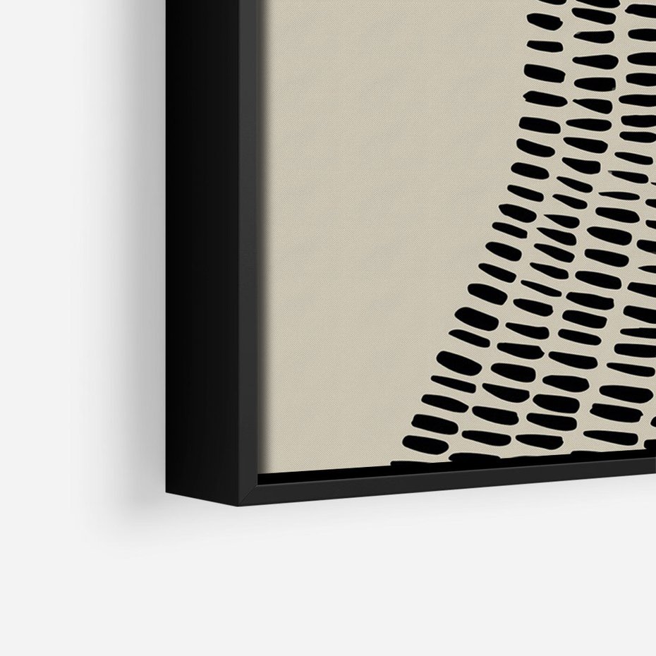 Obraz w ramie 50x70 - Migotliwa Innowacyjna Ekspresja - boho plakat, czarne kropki kreski - rama czarna
